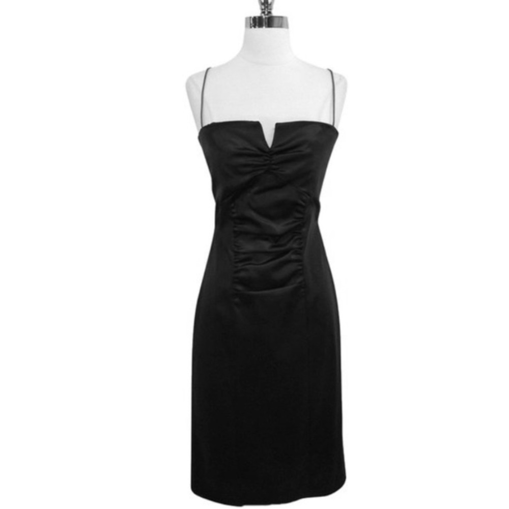 Nicole Miller black midi dress spaghetti straps
